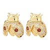 Brass Micro Pave Cubic Zirconia Stud Earrings EJEW-F400-03B-G-2