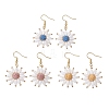 Natural Lava Rock Flower Dangle Earrings EJEW-TA00568-1