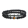 Volcano Stone Black Matte Black Gallstone Wood Beads Bracelet Set Combination Hip Hop Elastic Bracelet Bracelet Bracelet WQ1083-3-1