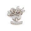 Brass Micro Pave Clear Cubic Zirconia Fold Over Clasps KK-C075-39P-1