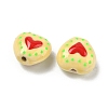 Heart Pattern Handmade Porcelain Enamel Beads PORC-G016-03I-3
