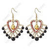 Heart Glass Seed Beads Dangle Earrings EJEW-FS00073-1