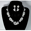 Alloy Crystal Rhinestone Link Necklaces & Stud Dangle Earrings Sets FS-WG2A178-01-1