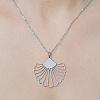 Non-Tarnish 201 Stainless Steel Hollow Shell Pendant Necklace NJEW-OY002-16-1