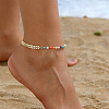 Brass Wheat & Plastic Colorful Asymmetrical Beach Vacation Anklets for Women FH4737-2