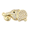 Brass Micro Pave Clear and Black Cubic Zirconia Elephant Connector Charms KK-A296-44A-G-1