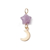 Synthetic Blue Lace Agate & Natural Rose Quartz & Rhodonite & Green Aventurine & Lepidolite Star Pendants PALLOY-JF04757-3