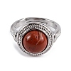 Natural Mixed Stone Round Adjustable Rings RJEW-K271-04P-4