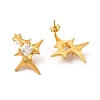 Clear Cubic Zirconia Star Stud Earrings EJEW-P221-31G-2