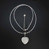 Natural Gemstone Heart Pendant Colorful Glass Seed Beads Beaded Necklaces for Women VA8487-3-2