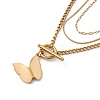 2Pcs 2 Style 304 Stainless Steel Butterfly Pendant Necklaces Set NJEW-P269-10G-3