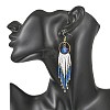 Star Glass Seed Beaded Dangle Tassel Earrings EJEW-MZ00777-01-2