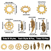 SUNNYCLUE 72pcs 9 styles Tibetan Style Alloy Gear/Feather Pendants TIBEP-SC0002-53-2