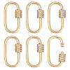 6Pcs Brass Micro Pave Clear Cubic Zirconia Screw Carabiner Lock Charms KK-HY0004-30-1