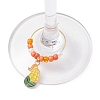 5Pcs 5 Styles Thanksgiving Day Alloy Enamel & Glass Seed Leaf Pumpkin Apple Wine Glass Decorations HJEW-JM04315-3