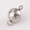 Tarnish Resistant Round 304 Stainless Steel Magnetic Clasps with Loops STAS-N014-01-10mm-1
