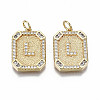 Brass Micro Pave Clear Cubic Zirconia Pendants KK-S356-234L-G-NF-1