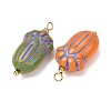 Baking Paint & Golden Metal Enlaced Glass Pendants GL-CBA010C-13G-2