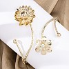 Lotus Alloy Arm Cuff Bangles for Girl Women AJEW-A063-01D-G-1