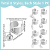 8Pcs 304 Stainless Steel Cuff Rings RJEW-UN00038-4