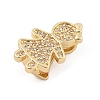 Brass Micro Pave Clear Cubic Zirconia Slide Charms ZIRC-I068-29G-2