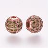 Brass Micro Pave Cubic Zirconia Beads ZIRC-F054-15RG-02-1