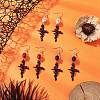 3 Pairs 3 Colors Hallowmas Alloy Dyed Synthetic Turquoise Dangle Earrings EJEW-JE06483-1