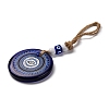 Flat Round with Evil Eye Lampwork Pendant Decoration HJEW-Z005-01H-2