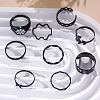 9Pcs Baking Paint Alloy & Iron Butterfly and Flower Finger Rings Sets for Women PW-WG3FDA3-01-3