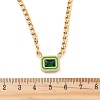 304 Stainless Steel Rhinestone Rectangle Pendant Double Layer Necklaces for Women NJEW-Z070-01G-02-5