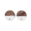 Resin & Walnut Wood Stud Earring Findings X-MAK-N032-003A-B02-4