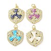 Brass Micro Pave Clear Cubic Zirconia Pendants KK-C045-28G-1