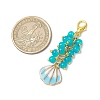 Shell Shape Alloy Enamel & Round Glass Bead Pendant Decorations HJEW-JM03248-3