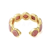 Square Natural Rhodonite Open Cuff Rings RJEW-K272-02G-02-3