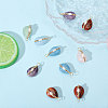 15Pcs 5 Colors Copper Wire Wrapped Natural Amethyst & Brecciated Jasper & Green Aventurine & Rose Quartz & Aquamarine Teardrop Pendants PALLOY-FH00152-4