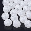 Lace Pattern Spray Painted Transparent Acrylic Beads X-ACRP-R146-03-1