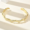 Brass Micro Pave Clear Cubic Zirconia Cuff Bangles for Women BJEW-A172-04G-1
