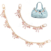 2Pcs 2 Styles Alloy Enamel Pink Bowknot Charm Cable Chain Purse Decorative Chains HJEW-BBC0001-49-1