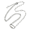 304 Stainless Steel Oval Lock Clasps Pendant Figaro Chain Necklaces for Women NJEW-JN06169-02-2