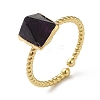 Natural Mixed Gemstone Pyramid Open Cuff Ring RJEW-M155-06G-5