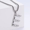 3Pcs Stainless Steel Textured Letter Pendant Box Chain Necklaces LW4134-31-1