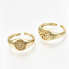 Brass Micro Pave Clear Cubic Zirconia Cuff Rings RJEW-S045-037G-NR-2