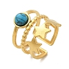 Natural Turquoise Finger Rings RJEW-Q006-01E-G-2