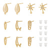 10Pcs 5 Styles Brass Stud Earring Findings KK-TA0002-82-1