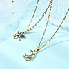 2Pcs 2 Styles Natural Paua Shell with Brass Micro Pave Clear Cubic Zirconia Pendant Necklaces NJEW-JN06078-1