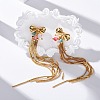 Brass Bowknot Tassel Stud Earrings EJEW-R014-14G-2