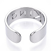 Non-Tarnish 304 Stainless Steel Word King Open Cuff Ring for Women RJEW-T027-09P-4