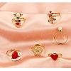 Christmas Theme Alloy Enamel with Rhinestone Finger Rings Sets FS-WG22033-01-2