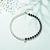 Alloy Yin Yang Charm Necklace with Plastic Imitation Pearl Beaded for Women NJEW-JN03914-2