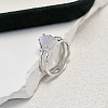 Triangle 925 Sterling Silver with Natural Moonstone Finger Rings FS-WGDF753-03-2